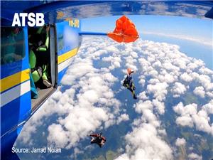 Australian skydiver’s parachute became caught on plane tail 15,000 feet in the air, video shows