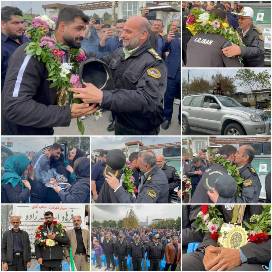 استقبال گرم مسئولان انتظامي بابل و مردم از سرباز قهرمان جهان