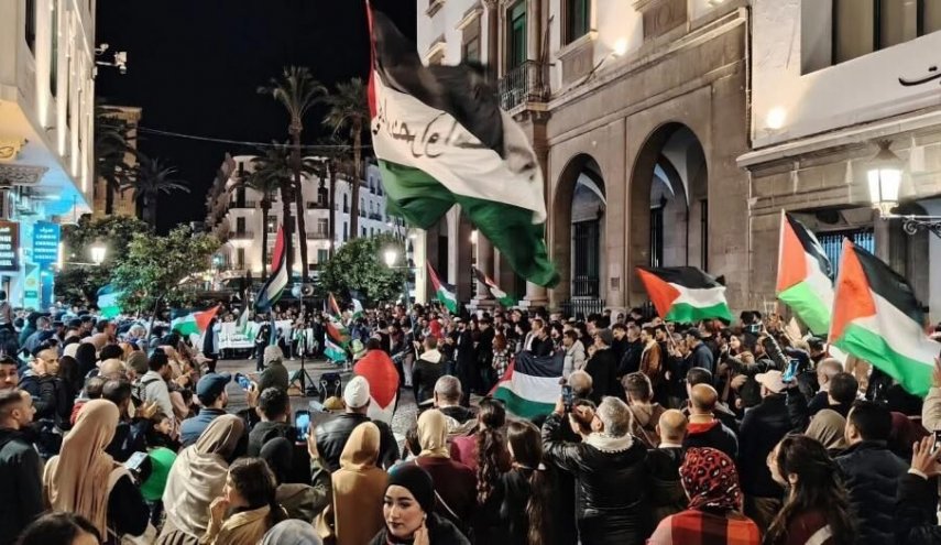 تجمع اعتراضي مردم مغرب در حمايت از غزه، لبنان و سودان