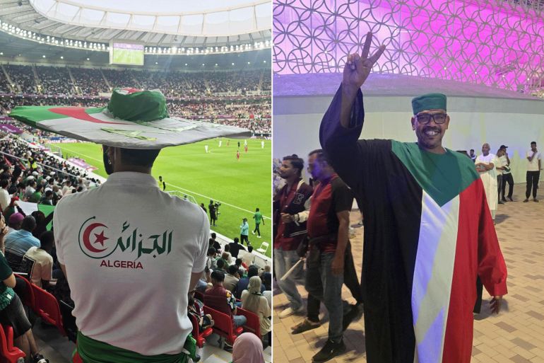 مشجعون مبدعون يلفتون الأنظار في ملاعب کأس العرب بقطر